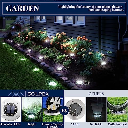 SOLPEX Solar Ground Lights Outdoor, Garden Lights 16 Pack Cool White - Image 4