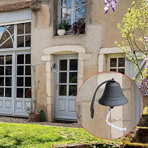 Door Knocker Vintage Doorbell Jingle, Outdoor Dinner Bells | Indoor Cast Iron Ringing Doorbell | Japanese Style Wall Hanging Bells, for Yard/Foyer Decor (Gray 23 × 30cm) - Image 3