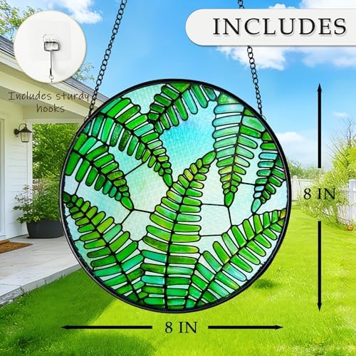 Plant Suncatcher Glass, Stained Glass Suncatcher Plant Window Hanging, Unique Nature Lover Gifts Leaf (Fern) - Image 3
