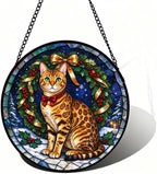 Stained Glass Window Hanging Bengal Cat Suncatcher Gifts for Wife 11.8" by Unknown