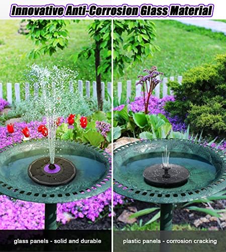 SZMP Solar Fountain Upgraded 100% Glass Panel & Solar Fountain 3.5W Bird Bath Fountains with Flower 2023 Upgraded Glass Panel (Black) - Image 5