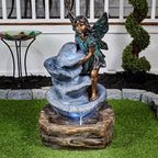Fairy On The Rock Fountain with 2 White LEDs by HI-LINEGIFTLTD