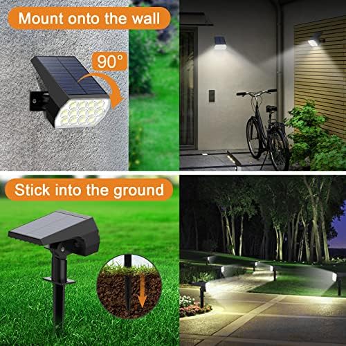 WELALO Solar Lights Outdoor, IP68 Waterproof, 65 LED, Cool White, 2 Pack - Image 5