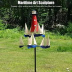 Gavigain Sailboat Windmills Kinetic Art Wind Sculpture Large Metal Nautical Art Garden Windmills Sailboat Wind Spinners Decor for Outdoor Yard Garden - Image 2