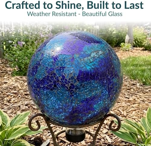 Sunnydaze 10" Mosaic Glass Gazing Ball for Garden, Globe for Outdoor Decor - Image 2