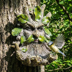 10.3" Whimsical Tree Face Sculpture, Garden Peeker Statue, Outdoor Trunk Tree Huggers Art, Landscape Accent Ornament, Hanging Fairy Elve Figurine for Yard Art, Feeder Decor Wall Mounted Statue - Image 3