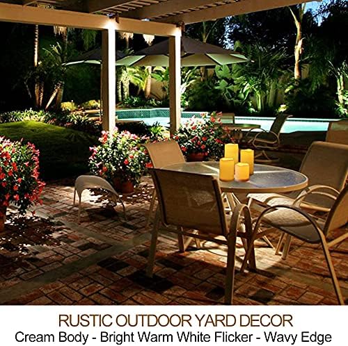 Set of 4 LED Pillar Candles Outdoor IP65 Waterproof 3x4 3x5 3x6 3x7 Cream Color - Pillar Candles Battery Powered with Timer and Remote - Battery Operated Unscented Outdoor Flameless Candles - Image 3