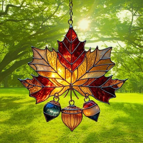 Maple Leaf and Acorn Acrylic Suncatcher - Image 3