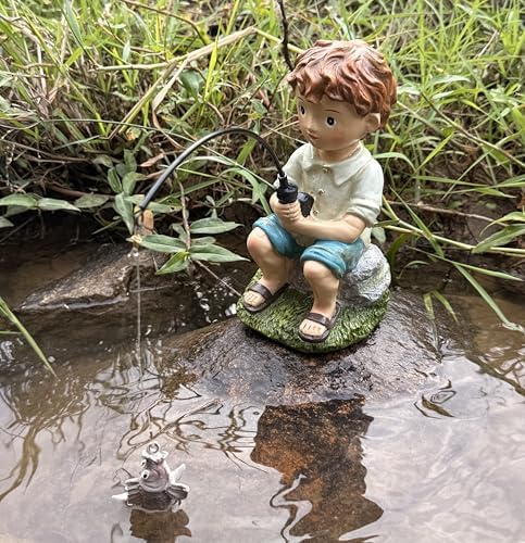 coolboy Garden Pond Boy Fishing Outdoor Statue,Yard Koi Pond Decorations - Image 3
