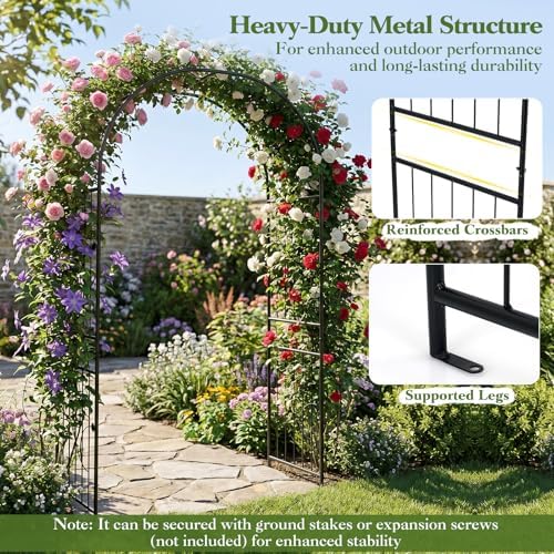 Giantex 87" Metal Garden Arbor Arch Trellis for Climbing Plants Vines - Image 4