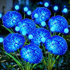 VOOKRY Solar Flowers Outdoor Waterproof, 4 Pack Blue Garden Lights with Swaying Firefly Lights, Flower Light Garden Decor for Yard Patio Pathway Lawn Grave, Gardening Gifts for Women Mother's Day by VOOKRY