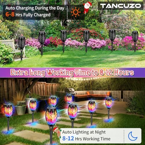 6Pack Solar Lights Outdoor, Solar Torch Light with Flickering Flame - Image 5