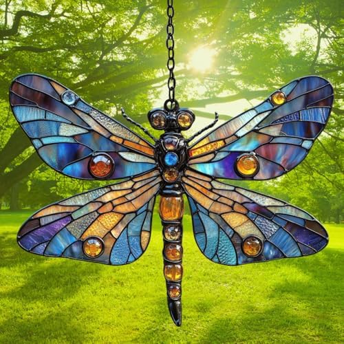 Tiffany Style Dragonfly Acrylic Suncatcher - Image 3