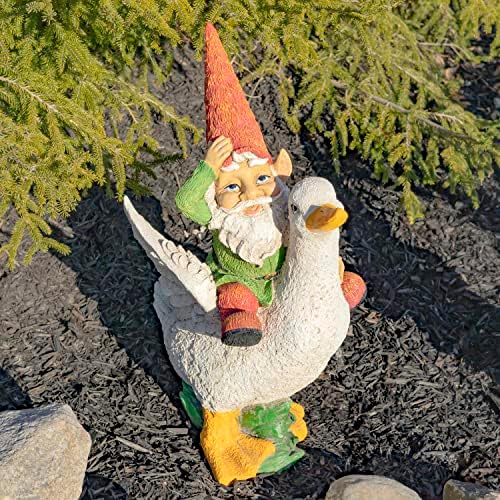 Classic Spring Gnome Garden Statue in Assorted Styles (Gnome Riding Duck) - Image 7