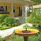 Solar Fountain Pump 2. 5 W Circle Solar Water Pump Floating Fountain Built- in 800 mAh Battery with 4 Nozzles, for Bird Bath, Fish Tank, Pond or Garden Decoration Elegant and Beautiful - Image 4