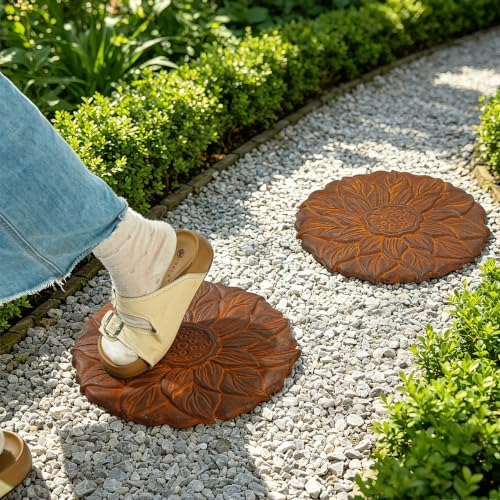 Sungmor Vintage Cast Iron Lotus Stepping Stone, Full Rust - Image 4