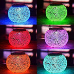Solar Outdoor Table Lamp, Solar Powered Mosaic Glass Ball Garden Lights Waterproof Color Changing Mood Night Lights (Silver) - Image 4