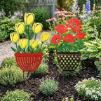 2-Way Metal Poppy and Tulip Garden Stake and Wall Plaque, Multicolor - Image 4