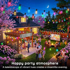 300FT RGB+IC Outdoor String Lights, Dimmable Shatterproof LED Bulbs, IP67 Waterproof DreamColor Chasing Lights, Multicolor Dynamic Lighting for Patio Balcony Garden & Outdoor Living Area Decoration - Image 2