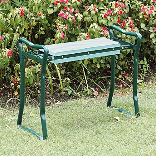 Cosway Garden Foldable Kneeler Bench Seat with 2 Tool Pouches and EVA Kneeling Pad Handles - Image 6