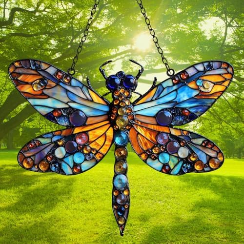 Tiffany Effect Dragonfly Acrylic Suncatcher - Image 3