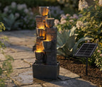 36.2'' Tall Solar Powered 4 Tiers Water Fountain, Floor-Standing Tulip Design Outdoor Waterfall Fountain, Natural Cascading Water Feature Decor for Garden, Backyard, Lawn, Yard Landscape by WarmGarden