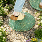 Sungmor Vintage Cast Iron Lotus Stepping Stone,Vintage Green - Image 3