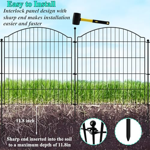 Decorative Garden Fences 32in x 36ft, 15 Pack Outdoor Fencing Animal Barrier Dog Border, Metal Wire Fence Panels for Garden Decor, Flower Bed Edging Borders for No Dig Patio Yard - Image 4
