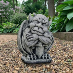 OLOMA Medieval Sleeping Gargoyle Concrete Garden Statue Winged Demon Gothic Outdoor Garden Decor Lawn Ornament Stone Mythical Creature Sculpture Yard Patio Porch Landscape Accent Gift by OLOMA