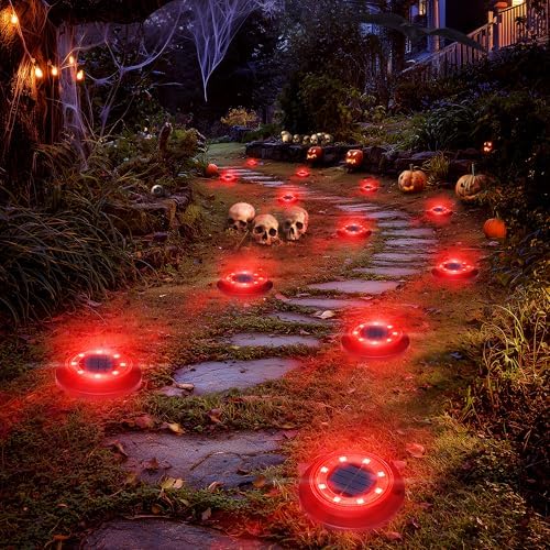 Flacchi Solar Lights Outdoor Waterproof，Red 12 Pack 2-in-1 Ground Lights by Flacchi