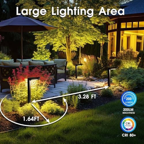 Energetic 5CCT Low Voltage Landscape Lights, 5W 200LM IP65 Waterproof LED Pathway Lights, 50000 Hrs, Outdoor Landscape Lighting, Square Modern Side Lit, Die-cast Aluminum Housing, ETL, Black, 4 Pack - Image 5