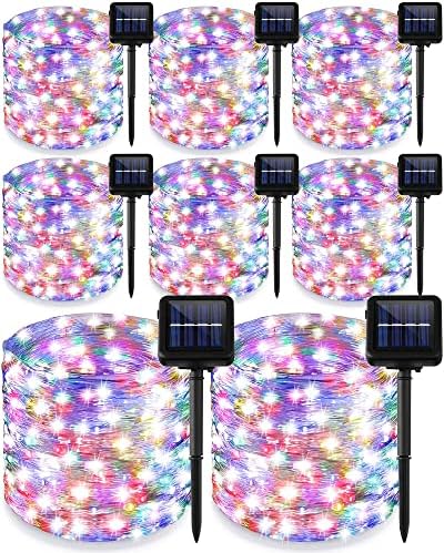 Treela 8 Pack Solar String Lights Outdoor Waterproof, Multicolor by Treela