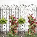 4 Pack Metal Garden Trellis 86.7" Tall Outdoor Climbing Plant Support for Roses, Flowers, Rustproof Durable Brown Galvanized Tube, Lawn Garden Fence Decor Screen (4, Retro-86.7" H) by Sybrioka