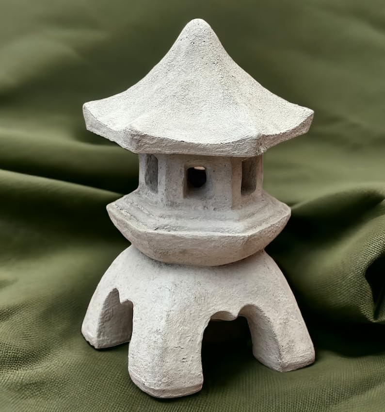 Oriental Lantern Piece Statue Concrete Massive Pagoda Sculpture Asian Zen Garden Style Decoration - Image 2