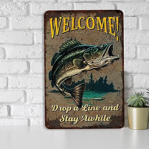 Mountain Fishing Welcome Sign Cabin Lake House Art Bass Trout Weatherproof Accessories 108122001111 - Image 2