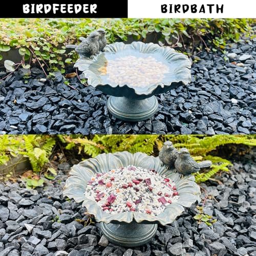 Bird Baths for Outdoors, Resin Pedestal Bird Bath Bowl with Bird Accents, Garden Decoration Bird Feeder for Patio, Lawn, Yard, or Table Decor - Image 5