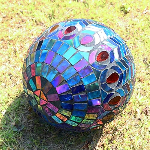 VCUTEKA Gazing Ball, 10" Glass Mosaic Gazing Balls for Garden Decor, Purple - Image 5
