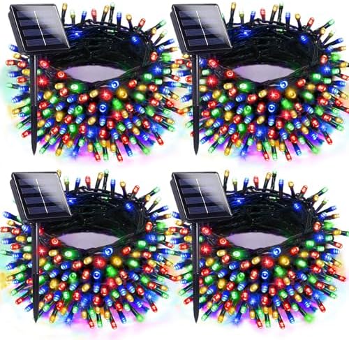 Solar Christmas Lights Outdoor 4 Pack 132FT 400LED String Lights Multicolor by EXF
