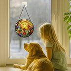 Stained Glass Window Hanging - Radiant Crystal Floral Sunburst 11.8in Sun Catchers Indoor Stained Glass Panels Wall Decor for Mom,Wife,Lovers,Festive - Image 3