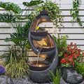 Outdoor Waterfall Fountain with LED Lights and Pump for Garden, Patio, Yard - 43.7 Inch UV-Resistant Freestanding Water Feature by Unknown