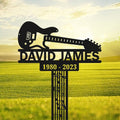 DINOMAN Personalized Memorial Plaques for Outdoors Electric Guitar Grave Marker Metal Garden Stakes Electric Guitar Player Memorial Gifts Sympathy Gifts for Loss of Loved One (Electric Guitar) by DINOMAN