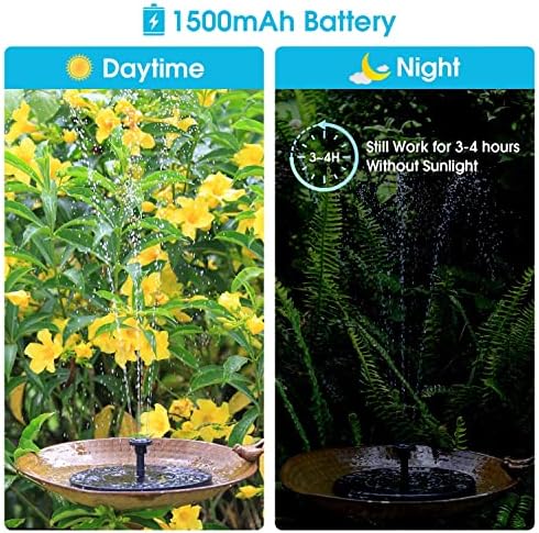 AISITIN 3.5W Solar Fountain Pump 2025, Solar Bird Bath Fountain with 6 Nozzles, 7.9'' Solar Floating Water Fountain Pump for Bird Bath, Fish Tank, Pond, Pool, Garden and Outdoor - Image 3