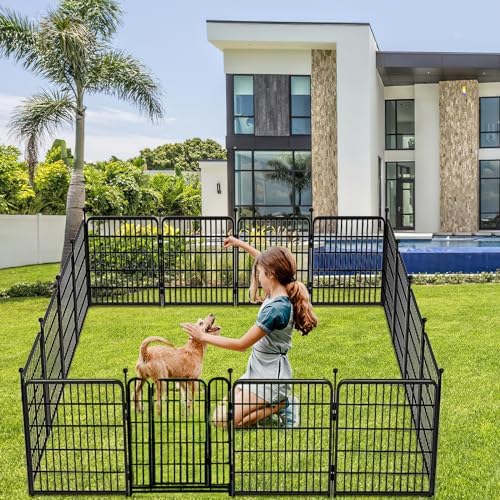 Getlay Garden Fence with Gate 32 in(H)×26.6 Ft(L) 12 Panels, Heavy Duty Iron Animal Barrier Fence for Yard, Suitable for Indoor Pet Fence Or Outdoor Dog Fencing - Image 6
