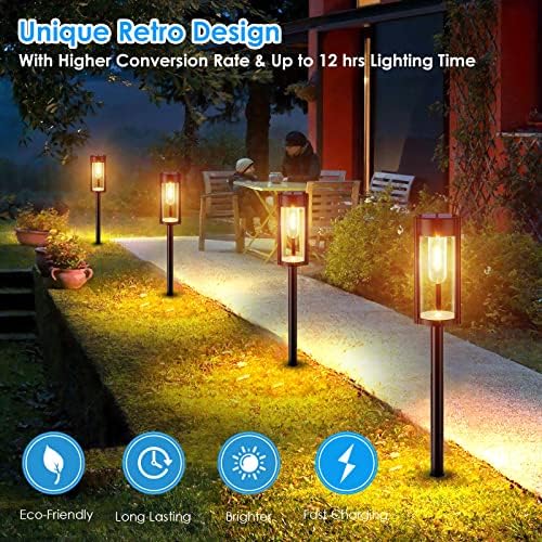 URPOWER Solar Pathway Lights, 6 Pack IP65 Waterproof Outdoor Decorative Garden Lights, Auto On/Off Solar Powered Landscape Path Lighting for Driveway Walkway Yard Lawn Patio Decor - Image 3