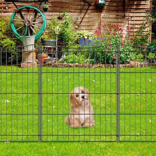 INJOPEXI Decorative Garden Fence 6 Panels 11.8ft(L)×30in(H) Garden Fences Outdoor with 6 Panels Rustproof Metal Wire No Dig Temporary Animal Barrier Fencing for Backyard Patio - Without Fence Gate - Image 5