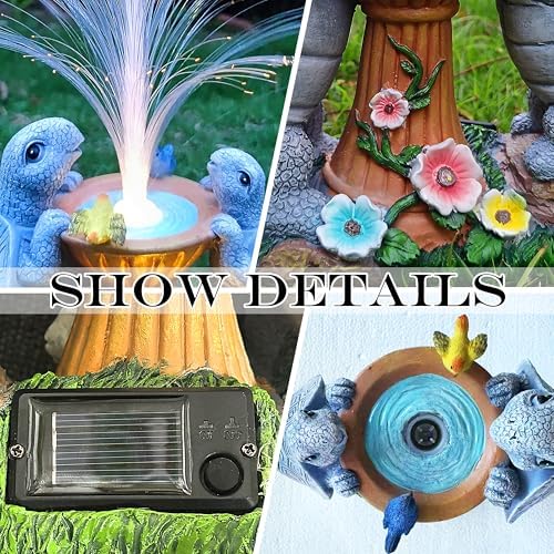 Solar Turtle Garden Statues with LED Lights, Resin Turtles Figurine Outdoor Decorations Colour Changing Optical Fiber Solar Light, Outside Art Decor for Lawn,Yard, Unique Housewarming Gifts - Image 6
