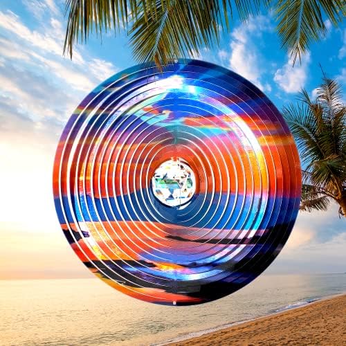 FONMY Mandala Wind Spinner w/Crystal Ball-Rosy Down 3D Stainless Steel Hanging Spinners Worth Gift Christmas Decoration Indoor/Outdoor Garden Décor Kinetic Yard Art 12 Inches Wind Sculpture - Image 4