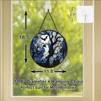 Stained Glass Window Hanging - 11.8in Spirits, Cat and Full Moon Graveyard Scene Sun Catchers Panel for Indoor Decorative Display for Mom, Wife, Lovers, Festive - Image 4