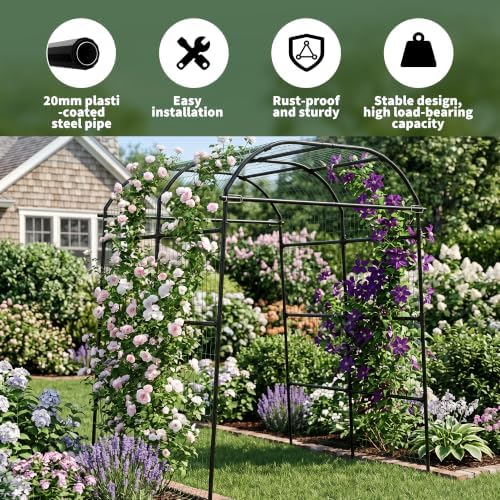 Garvee Metal Garden Arch Trellis, 7.2Ft Black for Raised Beds - Image 6