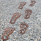 Hicarer 2 Sets Cast Iron Garden Stake Down Stepping Stones Feet Heavy Duty Footprint Stepping Mat Walking Stones for Garden Walkway Decor Cast Iron Flagstone Lawn Panel Walkway Landscaping Outdoor - Image 5